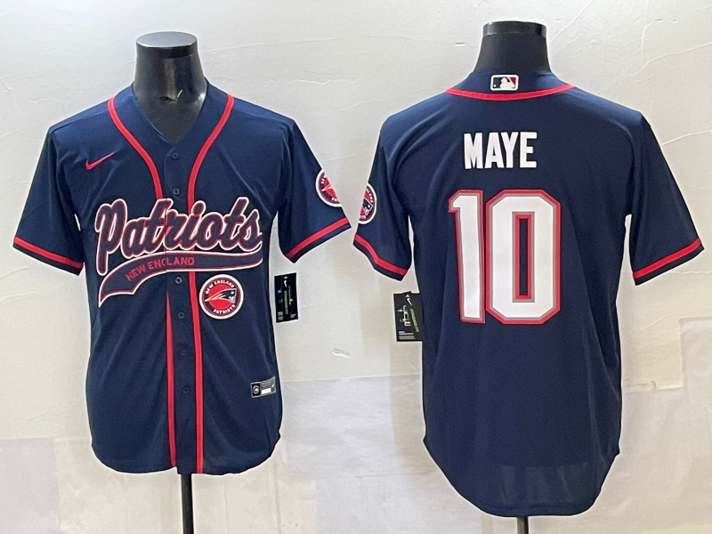 Men 2025 New England Patriots #10 Maye blue Nike NFL  jersey style 6